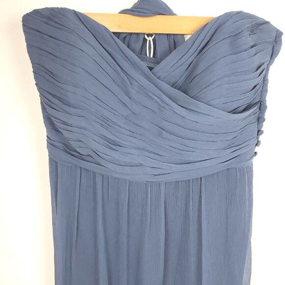 Jenny Yoo Collection Mira Convertible Strapless Silk Gown Slate Blue Womens 10 - Picture 5 of 11